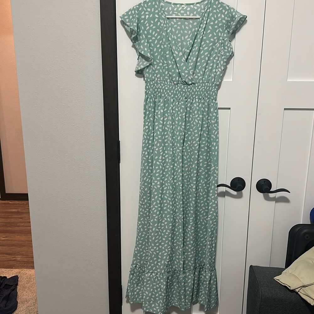 Mint and white patterned maxi dress